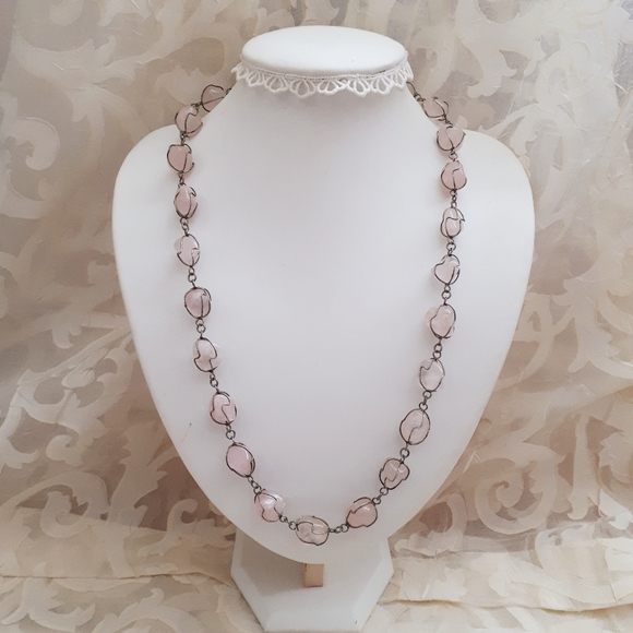 Vintage Rose Quartz, Natural Stone Necklace - Picture 2 of 10
